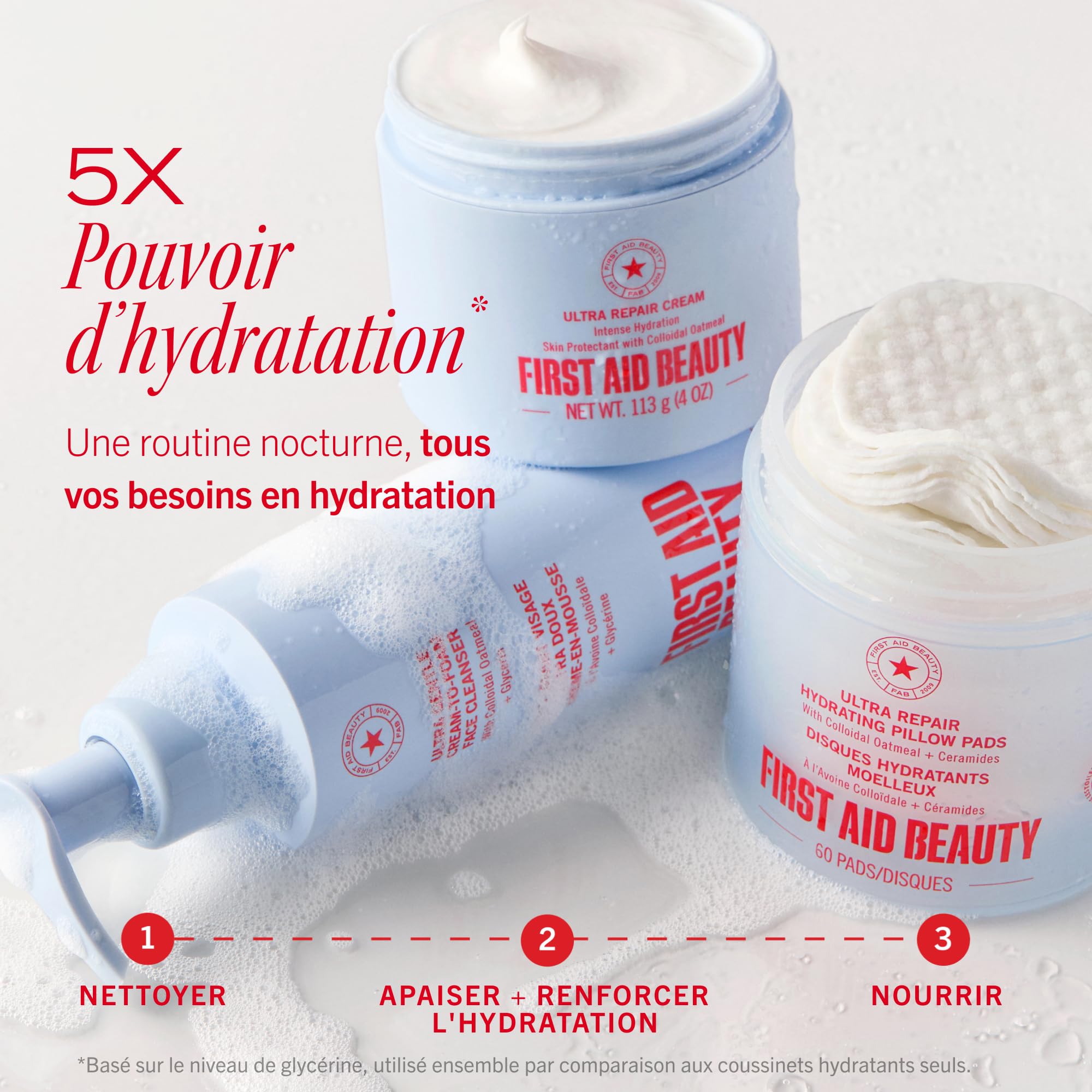 First Aid Beauty pillow pad suitable for evening skincare and post-cleanse