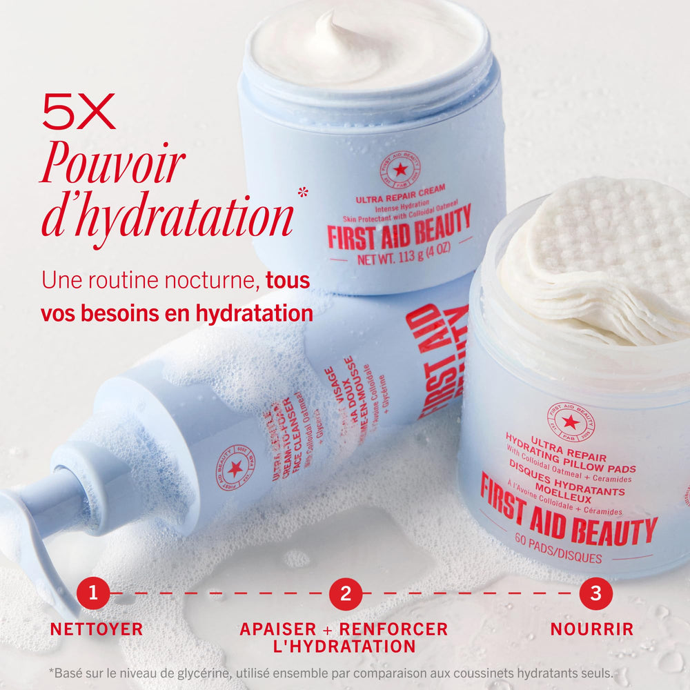 First Aid Beauty pillow pad suitable for evening skincare and post-cleanse