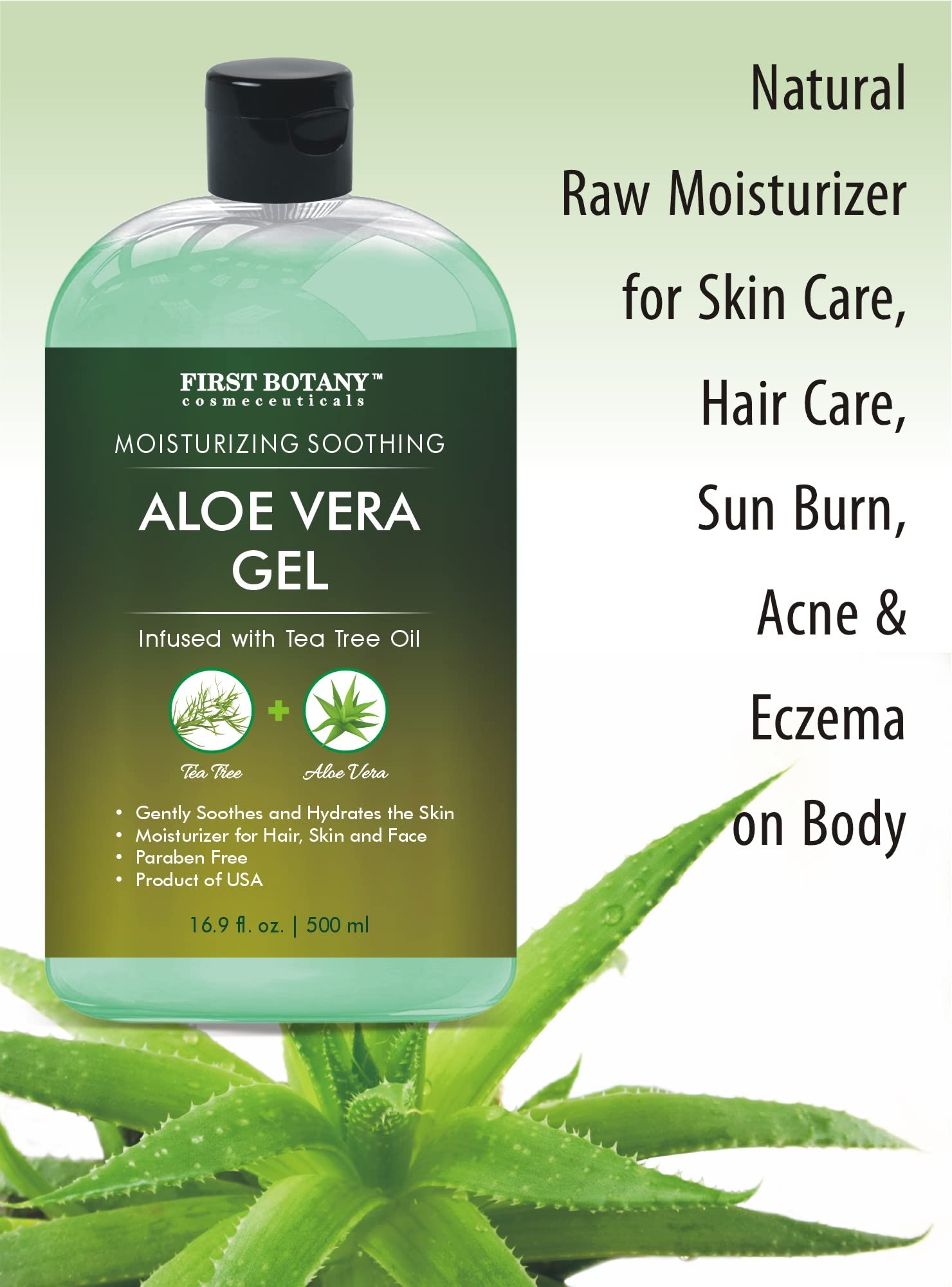 First Botany Aloe Vera Gel para cabello y cuero cabelludo, hidratación suave y brillo