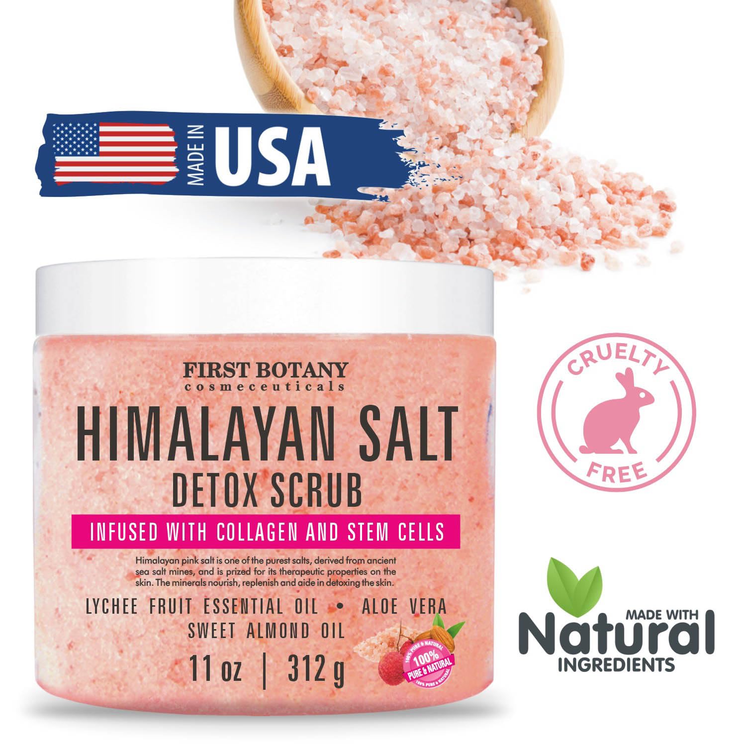 First Botany exfoliante facial con sal del Himalaya para textura más fina.