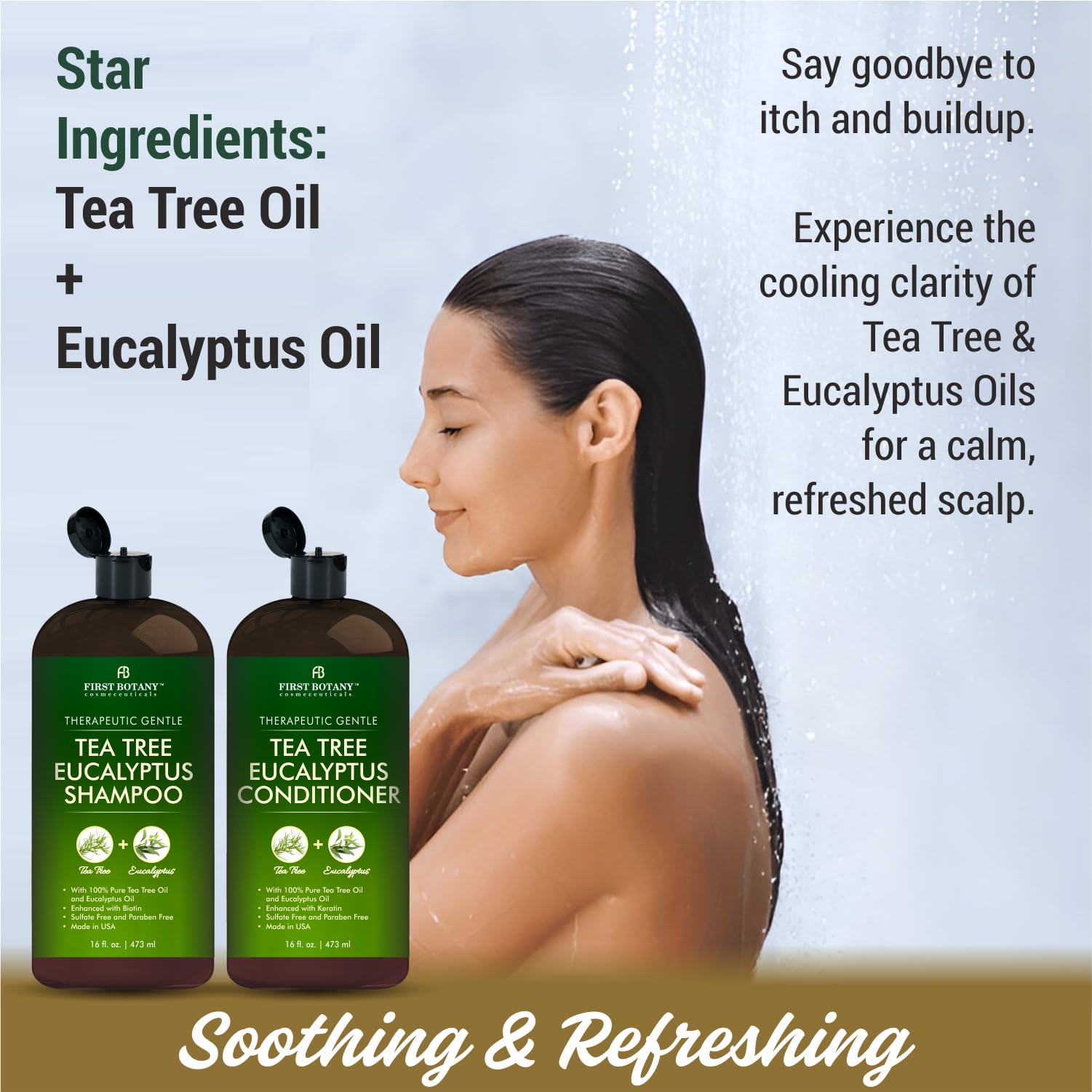 First Botany hydrolyzed keratin cucumber conditioner bottle for silky, manageable hair