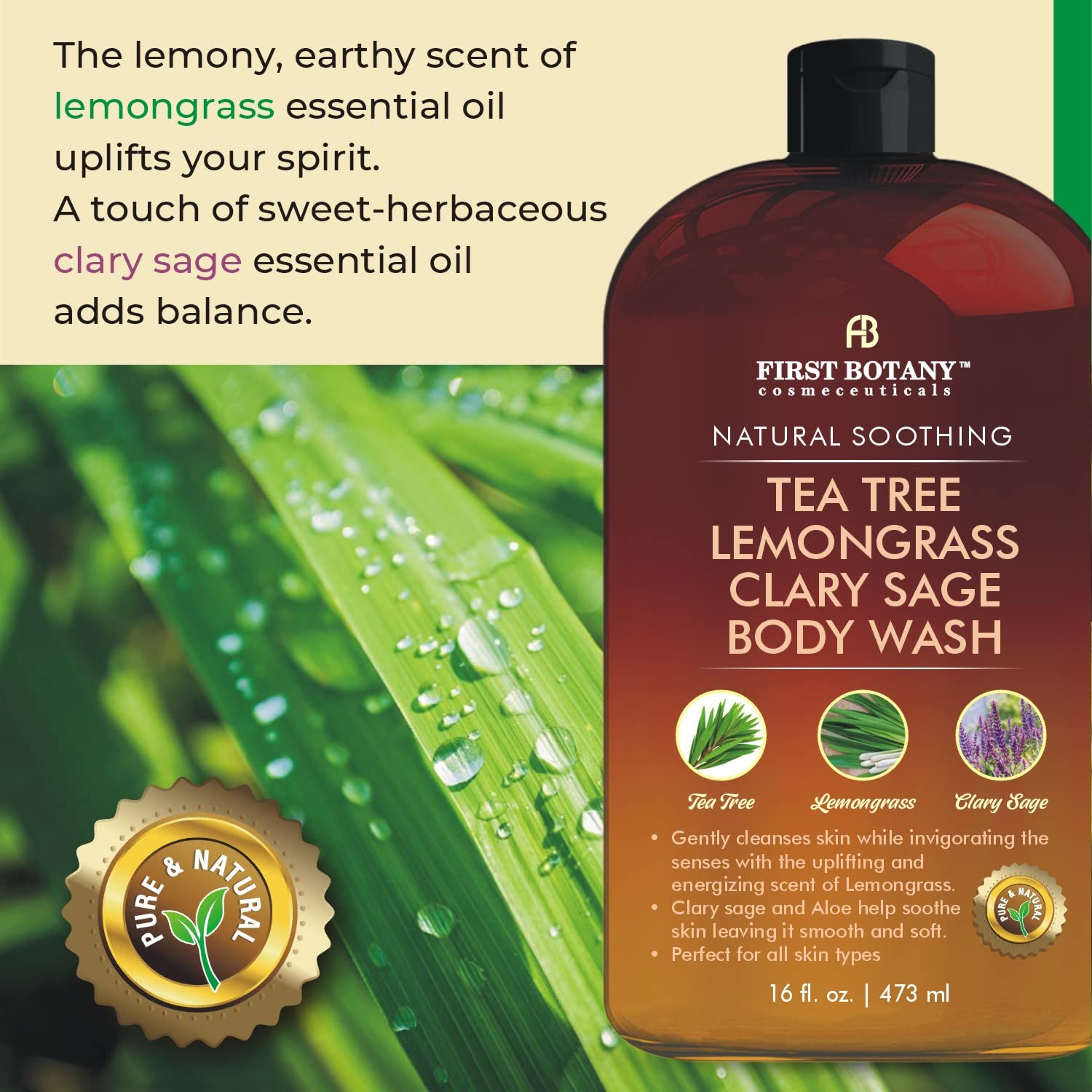 First Botany Jabon Cuerpo Espuma Ducha - limpieza suave para piel sensible