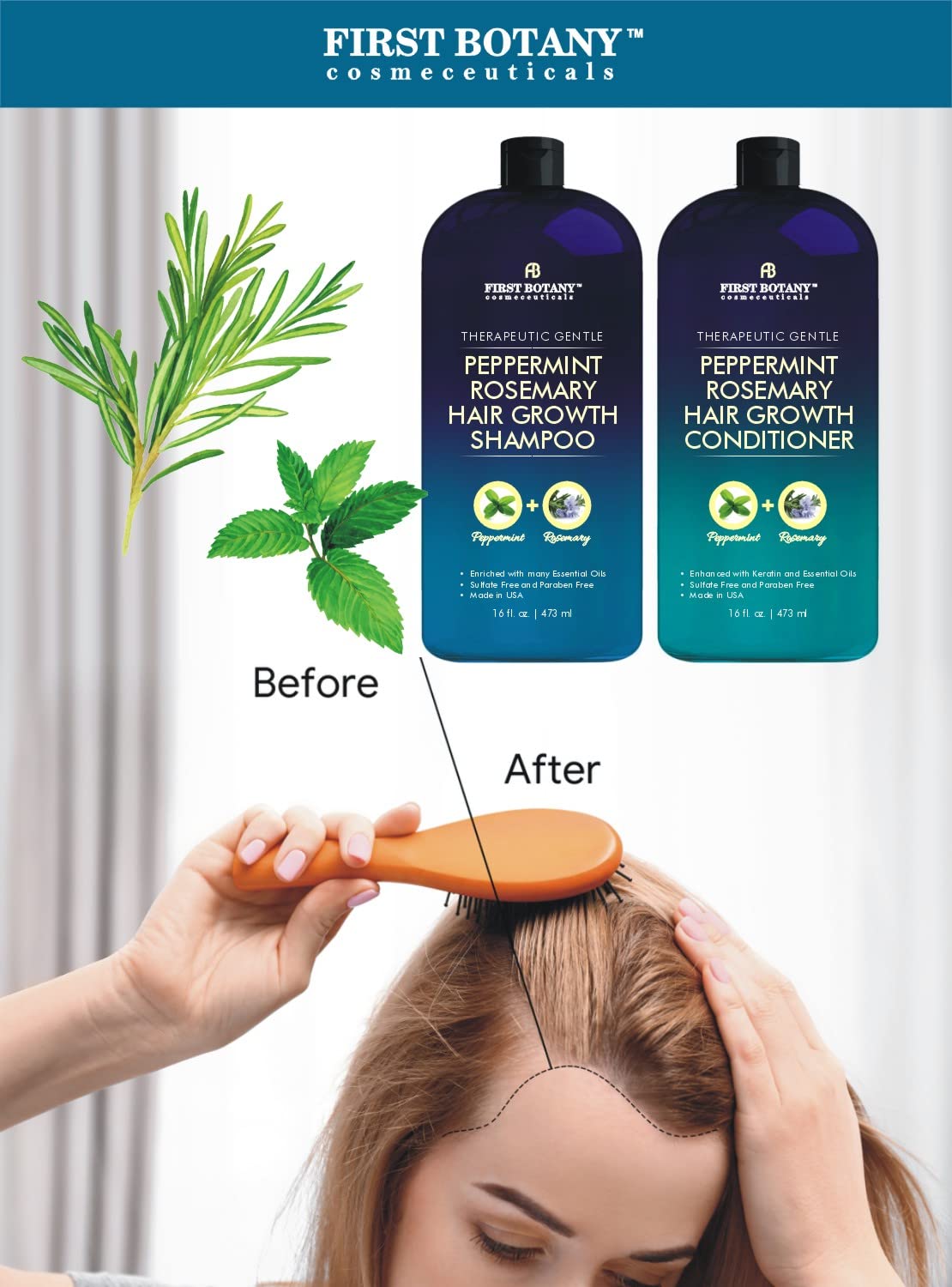 First Botany Peppermint Rosemary Conditioner bottle for hydration and detangling.
