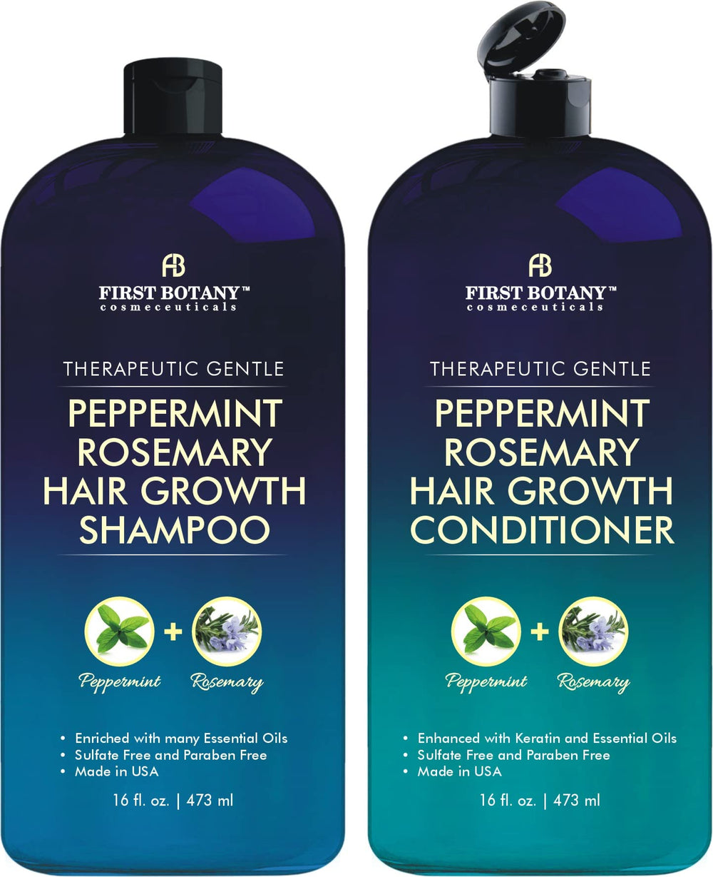 First Botany Peppermint Rosemary Shampoo bottle for a daily refreshing cleanse.