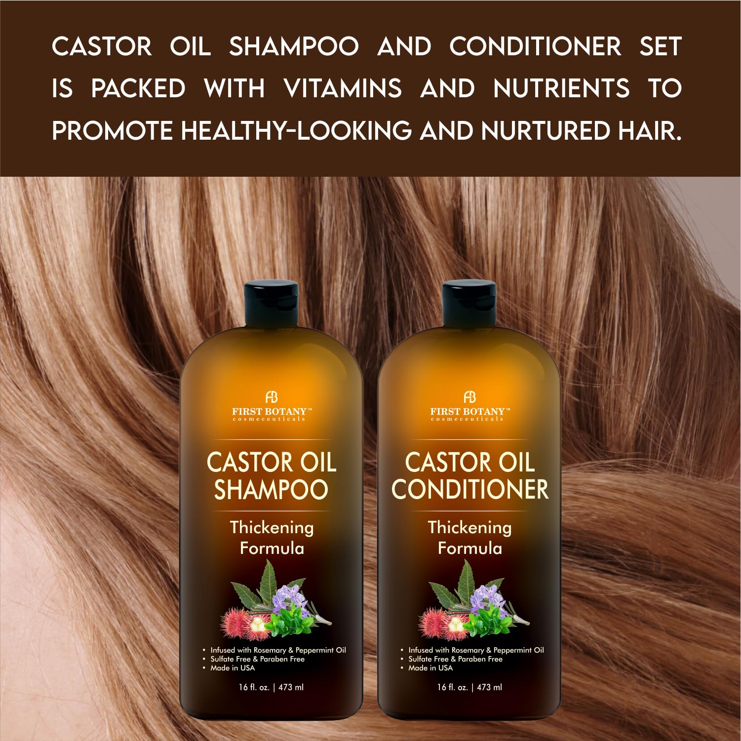 First Botany Rosemary and Peppermint blend image emphasizes refreshing scent and scalp care.