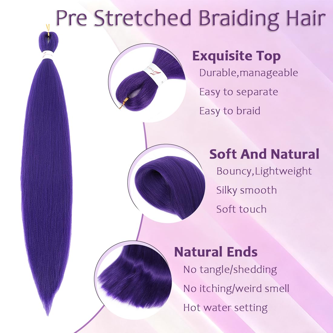 Firstcyh Hair crochet braids ready-to-use purple extensions for box braids and twists