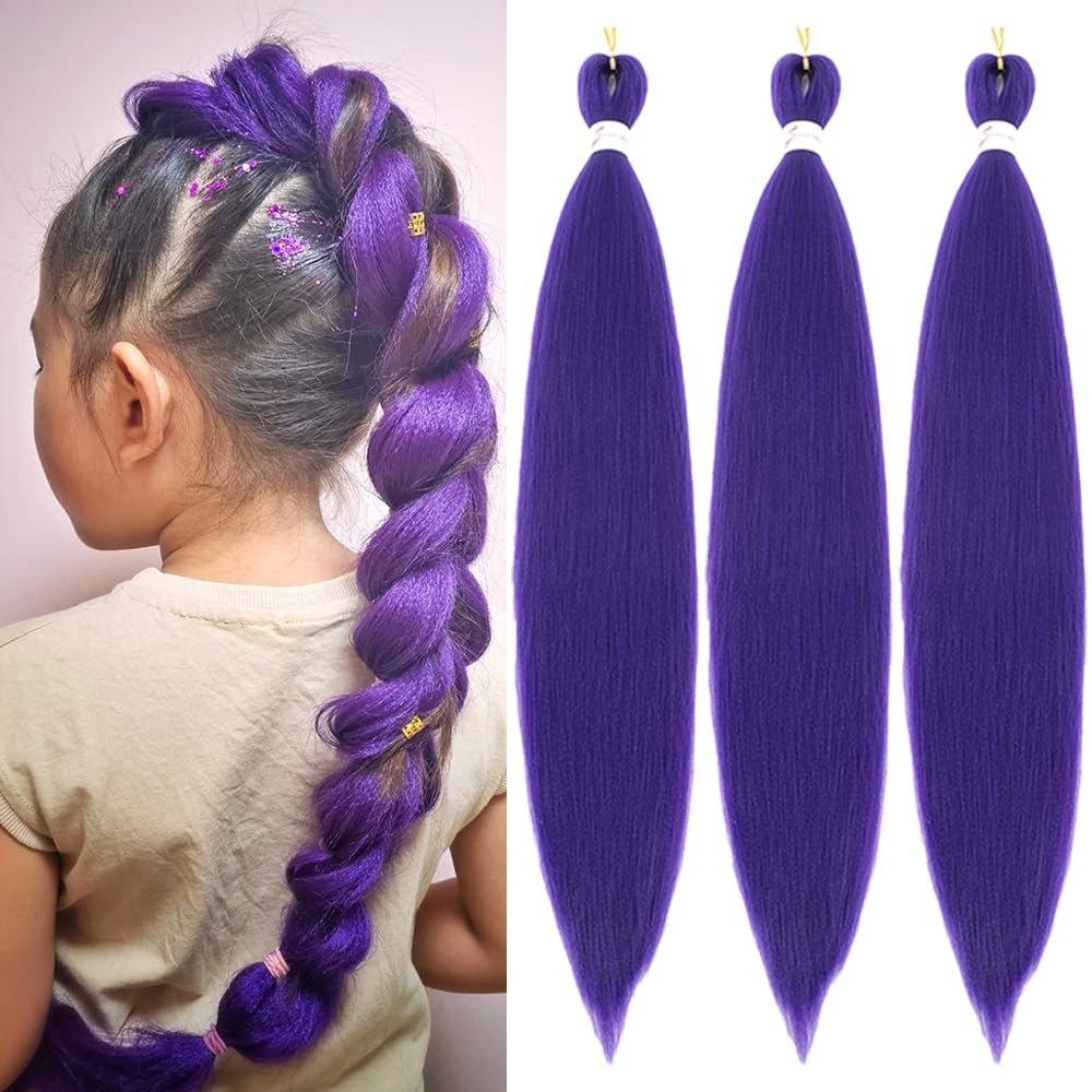 Firstcyh Hair purple braiding extensions 30-inch three-pack for easy, tangle-free styling