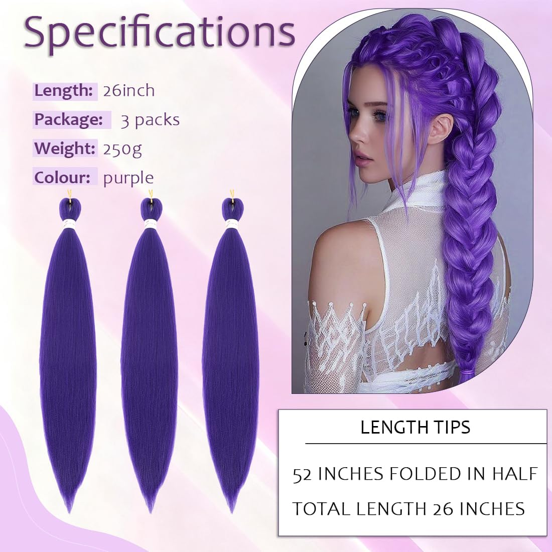 Firstcyh Hair soft synthetic braiding hair with natural sheen in purple