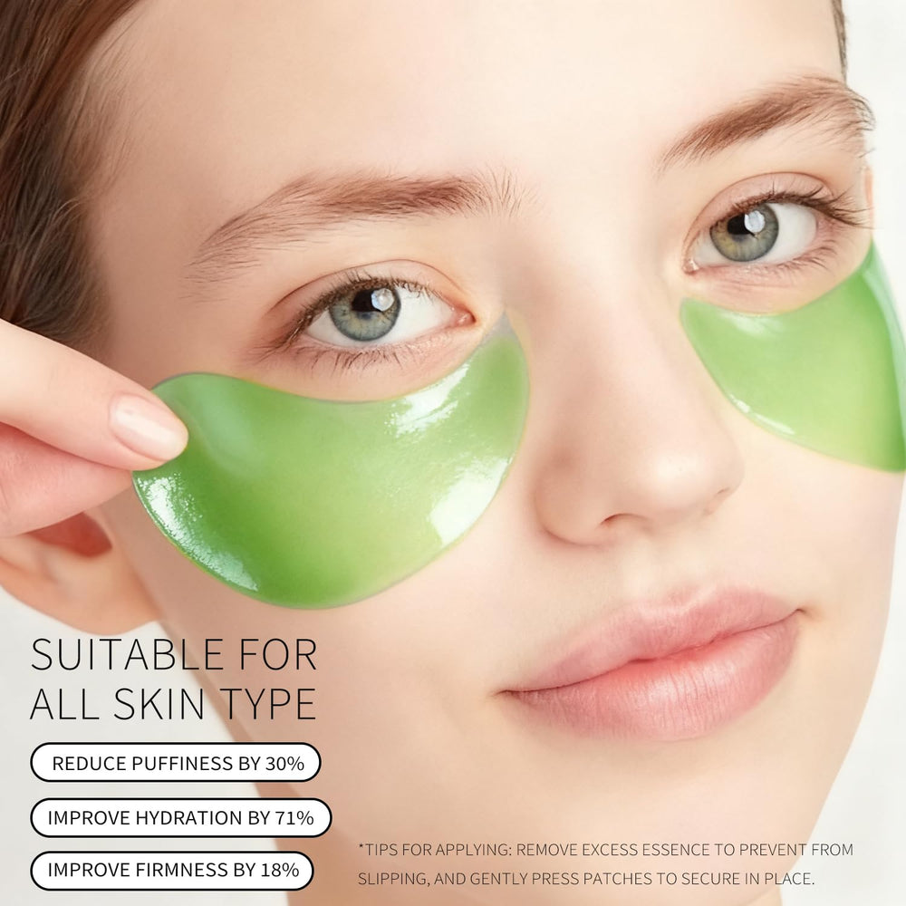 Firstfly avocado eye mask in use for dry eye skin and fine lines.