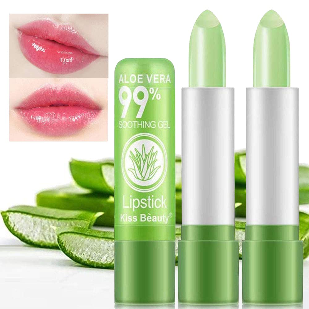 Firstfly balsamo labial Aloe Vera cambia color según temperatura para un look natural