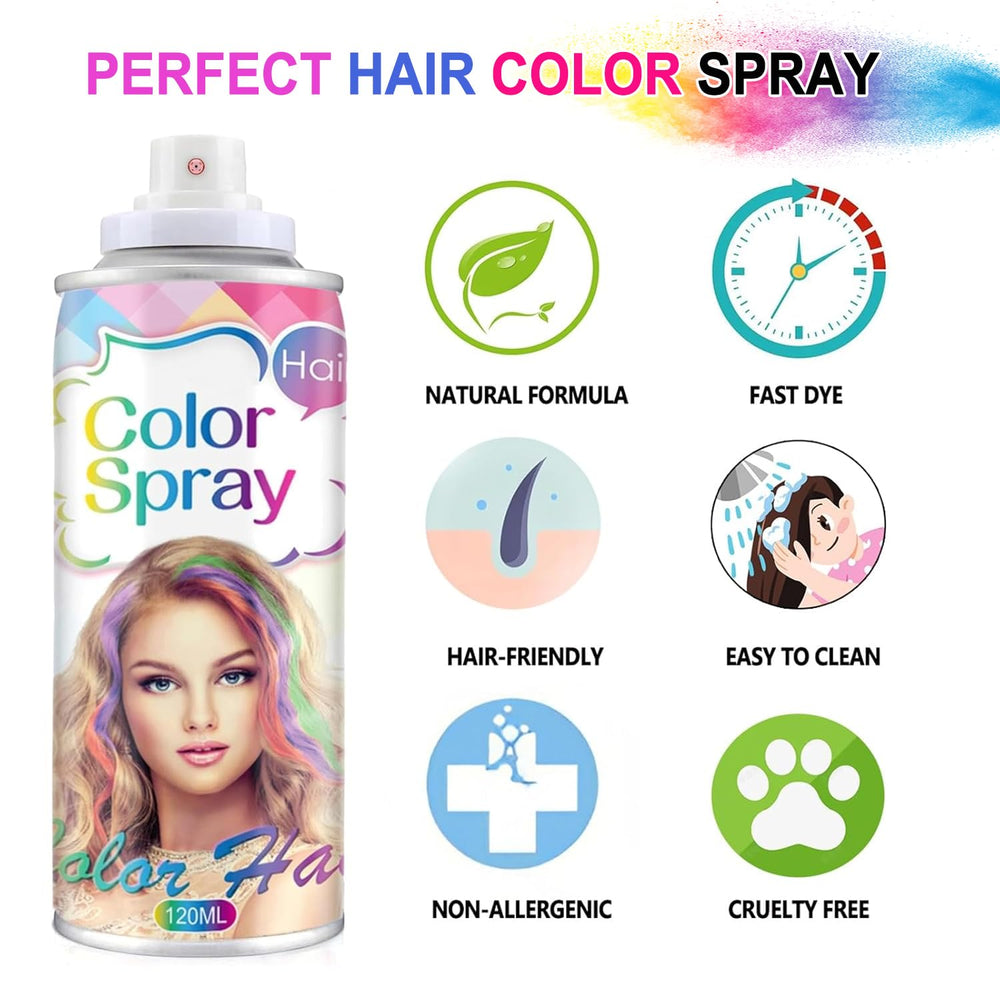 Firstfly blue hair color spray on hair adds shine and vibrant color.