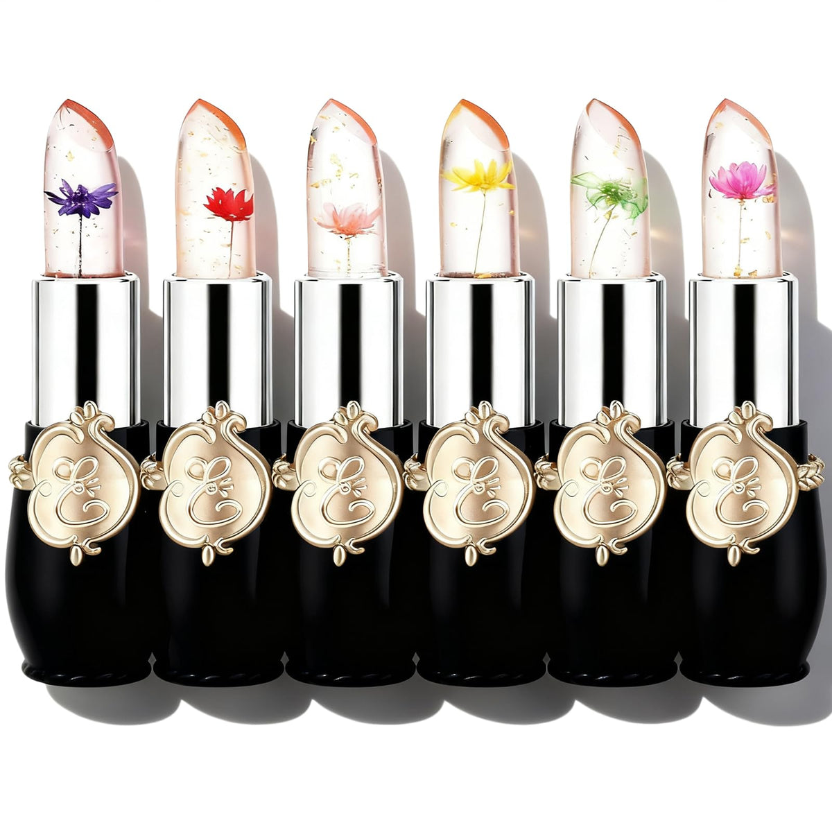 Firstfly Crystal Flower Jelly Lipstick Pack shows color-changing effect with lasting hydration.
