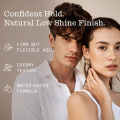 Firsthand pomade application on damp hair for a polished, flexible style.