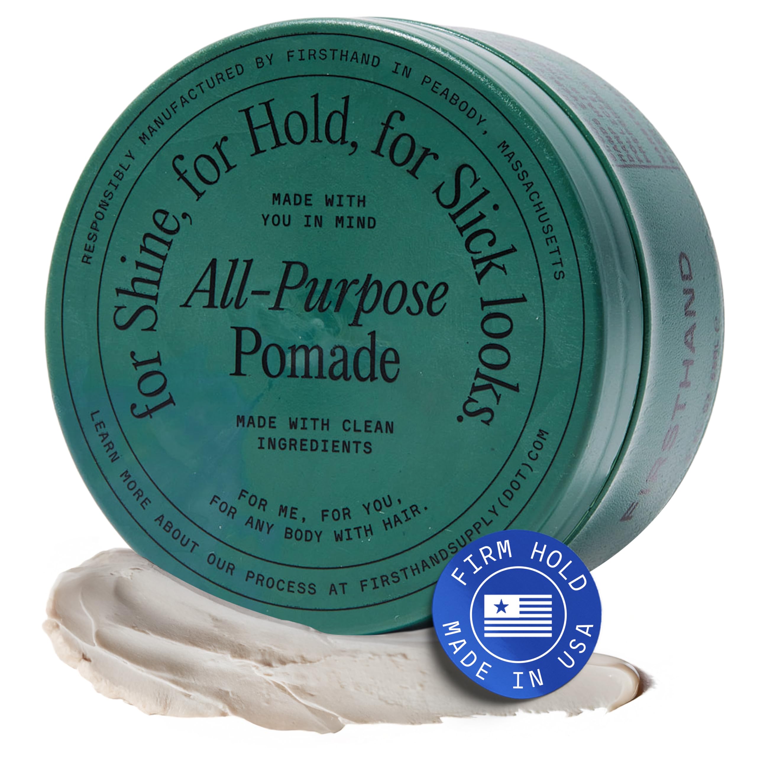 Firsthand Supply pomade bottle with label for everyday styling and easy restyling.