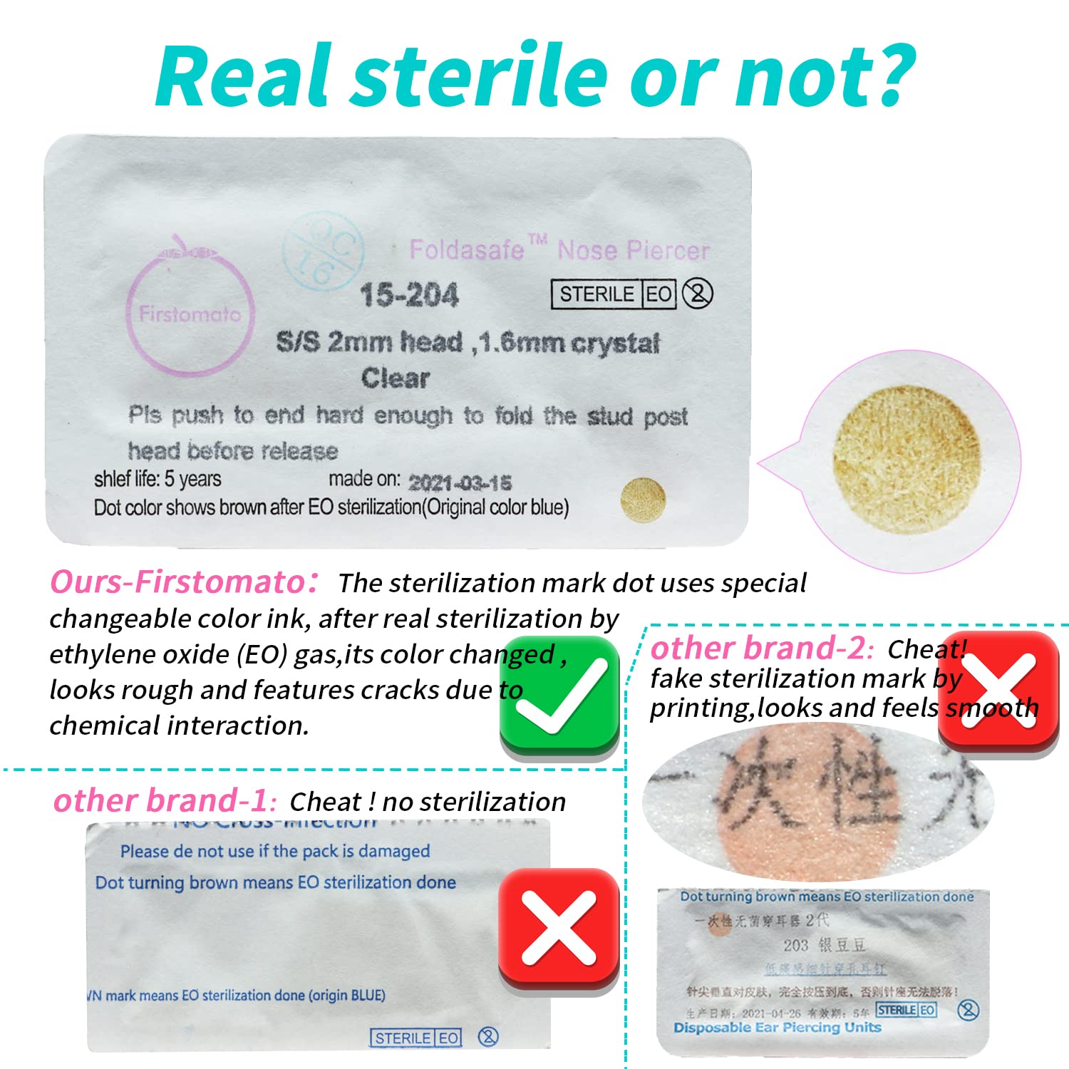 Firstomato includes alcohol pads for convenient prep before piercing.