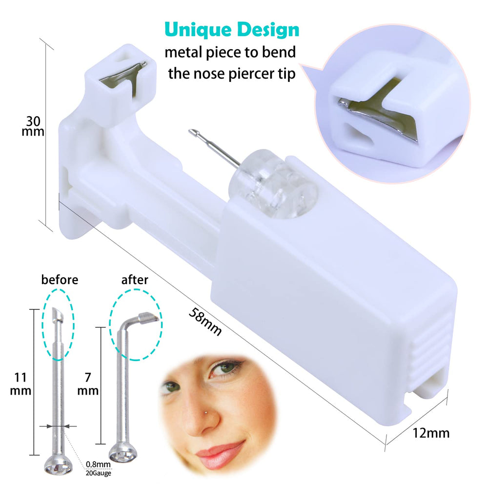 Firstomato nose stud close-up with foldable design reducing post-piercing irritation.