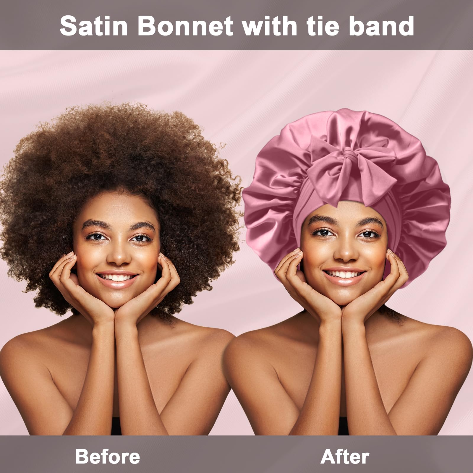 FIRSTPELLA adjustable satin bonnet; long tie keeps it comfortably in place