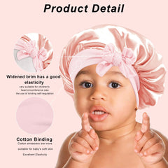 FIRSTPELLA purple satin bonnet preserves baby curls overnight.