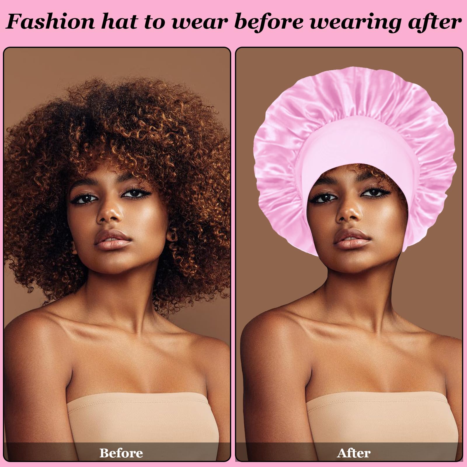 Gorro FIRSTPELLA satinado para dormir púrpura guía el cabello sin frizz toda la noche.
