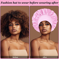 Gorro FIRSTPELLA satinado para dormir púrpura guía el cabello sin frizz toda la noche.