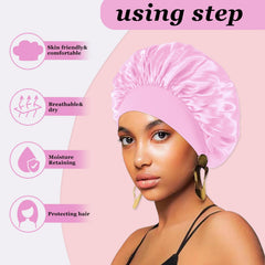 Gorro FIRSTPELLA satinado para dormir rosa evita enredos y desvanecimiento de color.