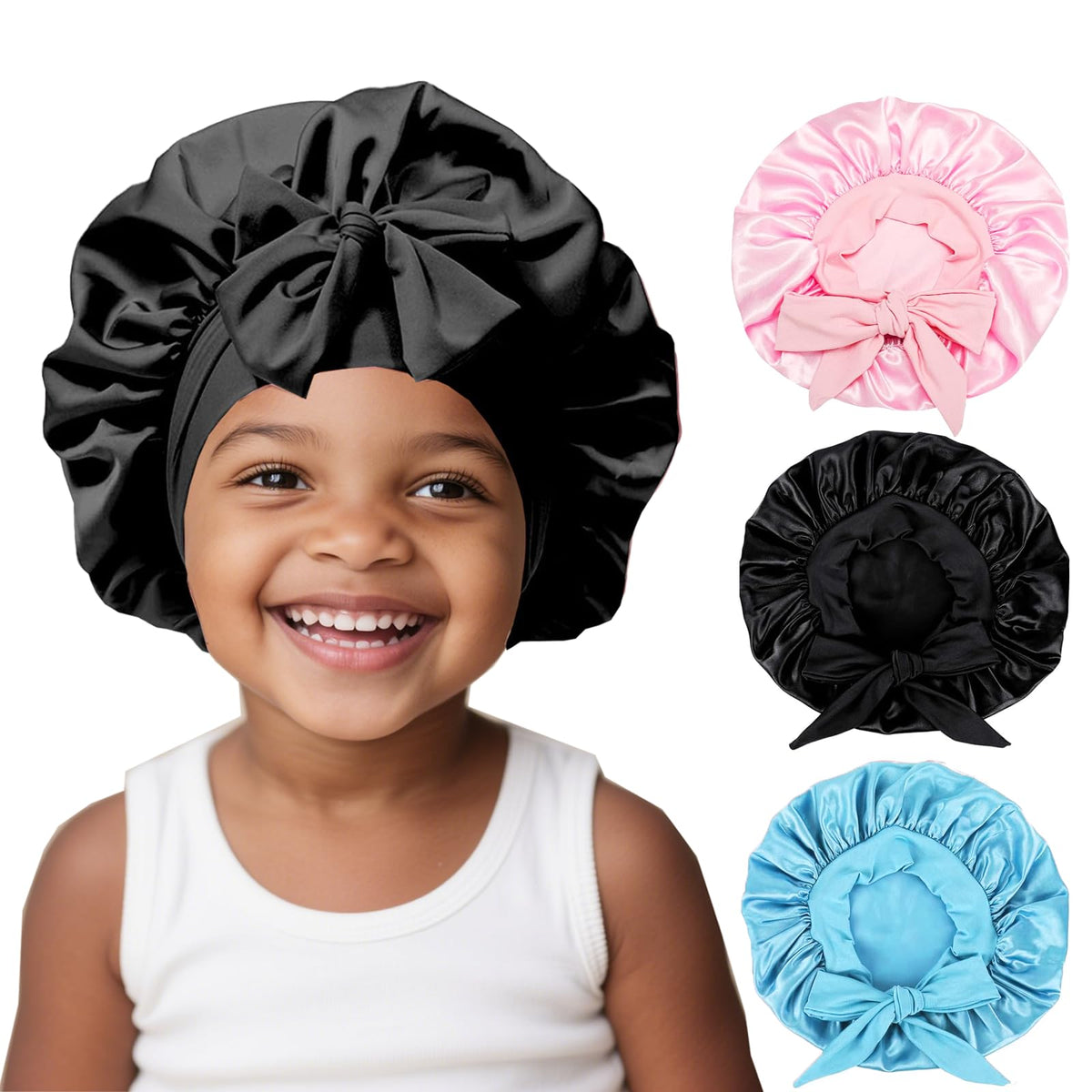 FIRSTPELLA bonete seda niños rosa para dormir, suave y cómodo.