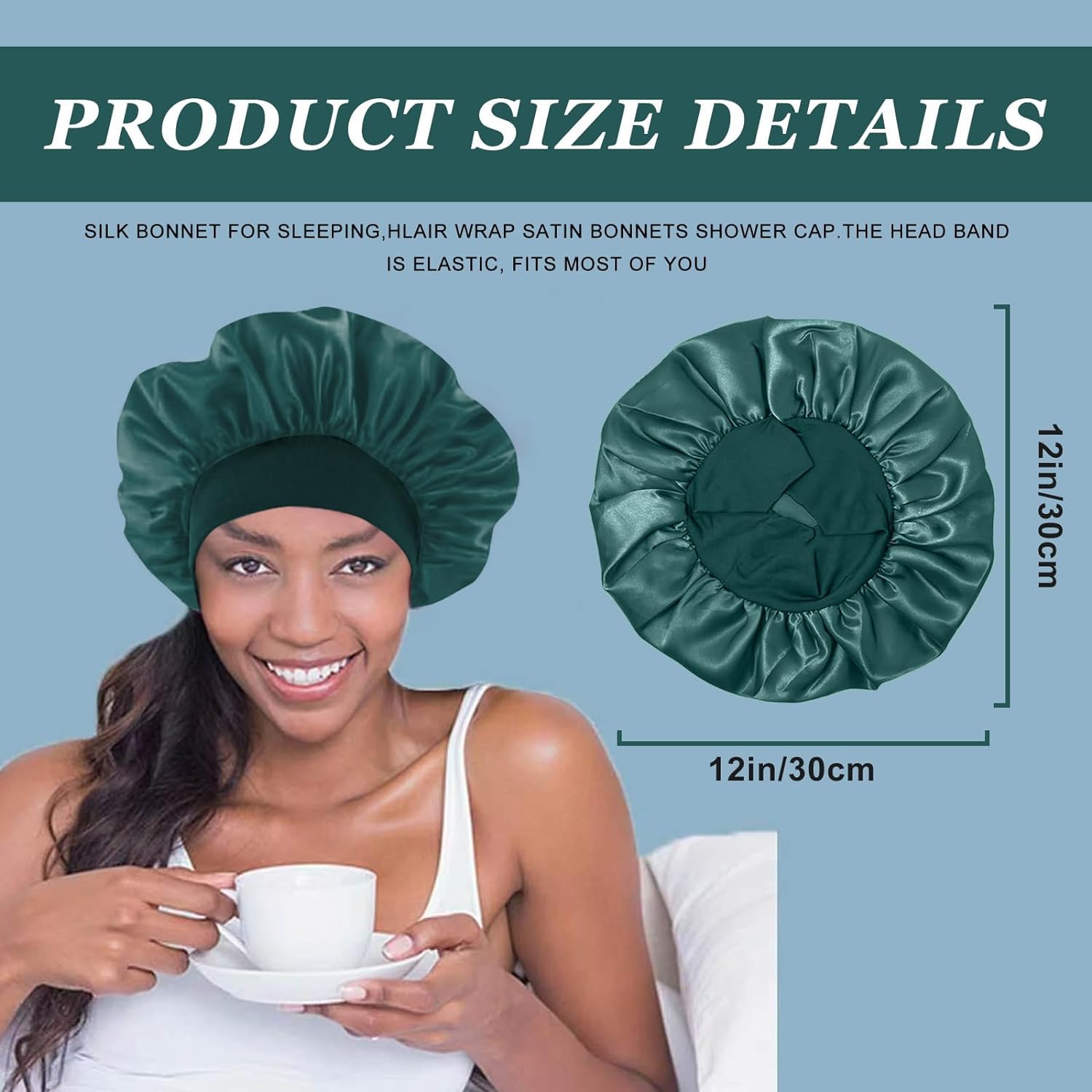 FIRSTPELLA elastic wide-band bonnet offers a secure, comfortable fit for long wear.