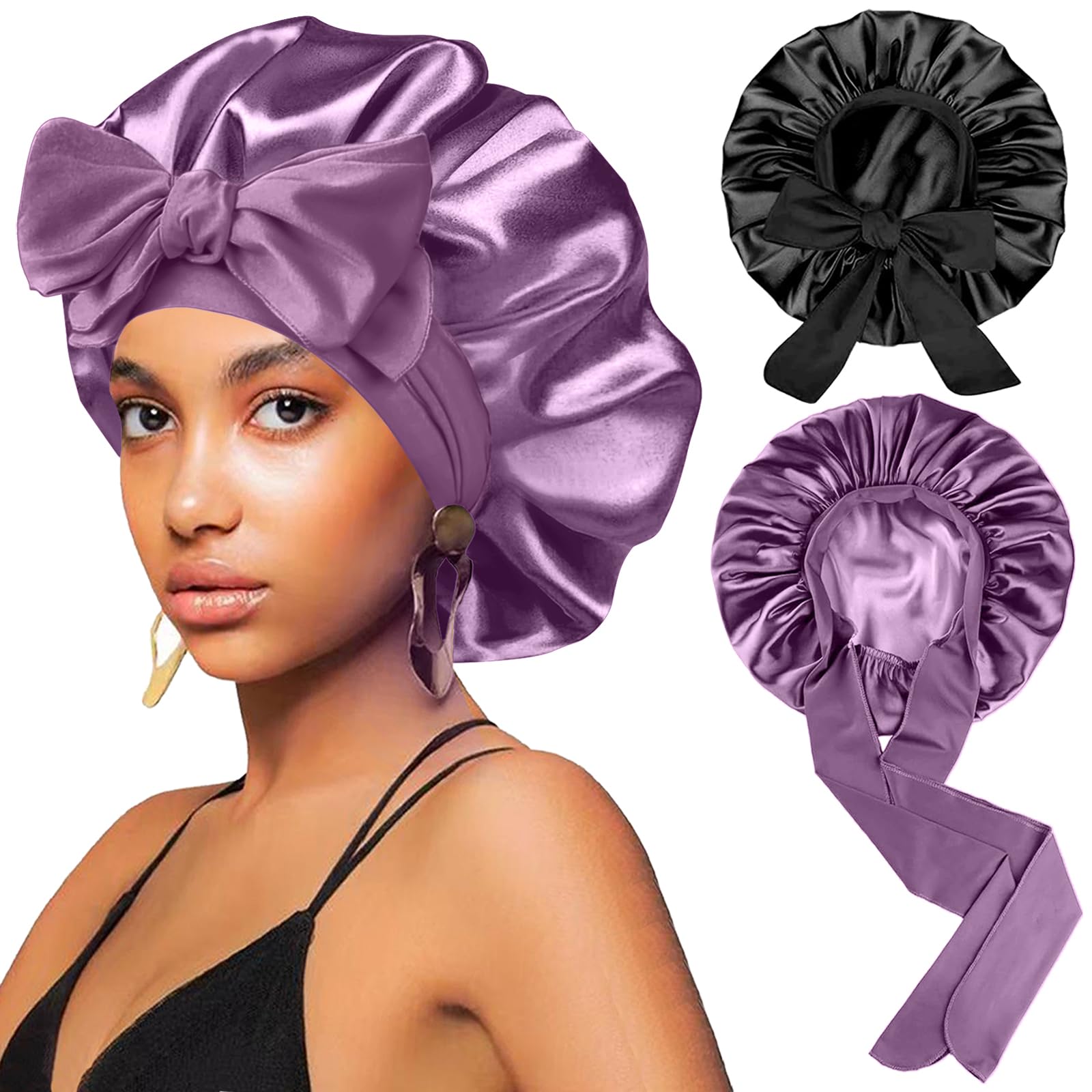 FIRSTPELLA gorro seda grande para dormir protege el cabello durante la noche.