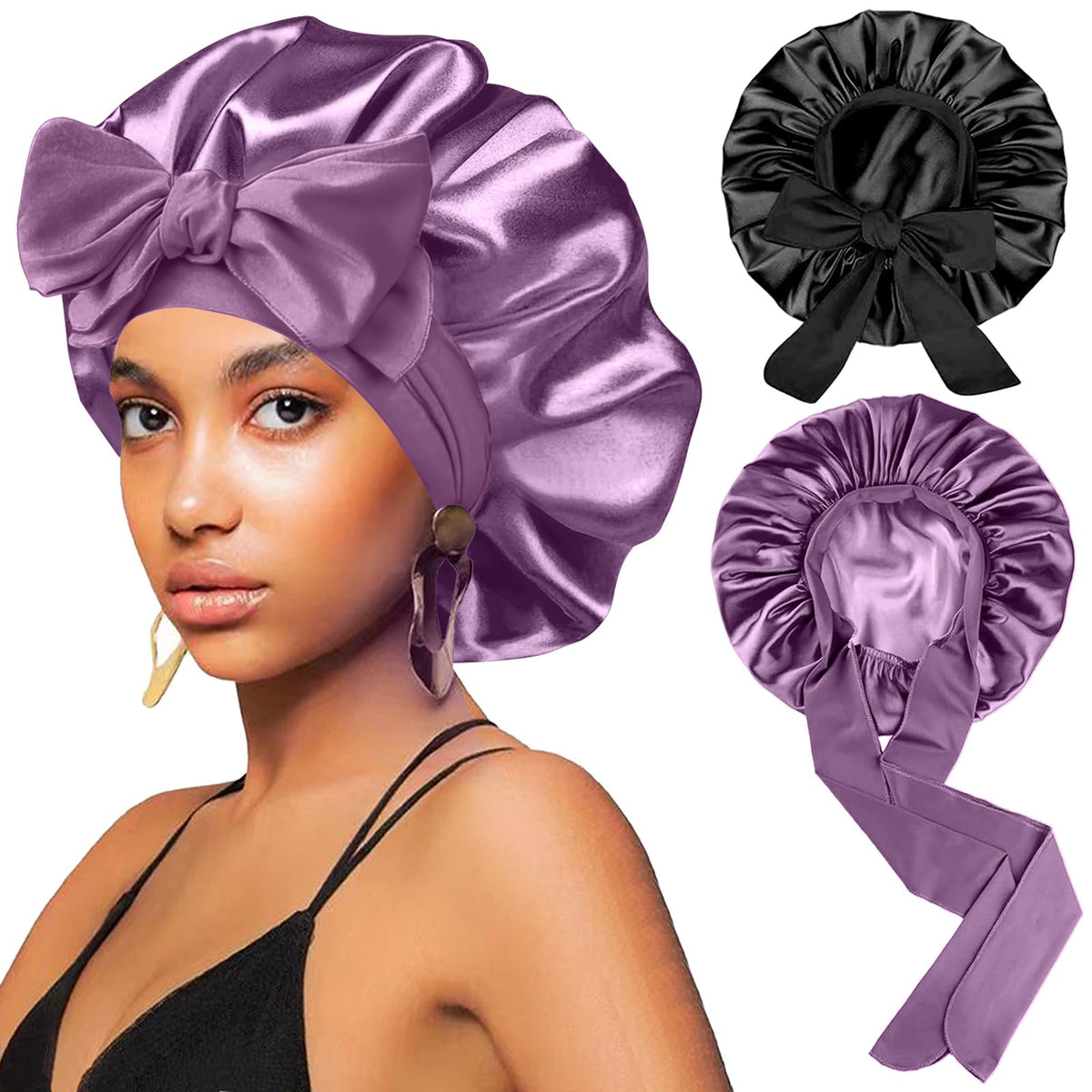 FIRSTPELLA gorro seda grande para dormir protege el cabello durante la noche.