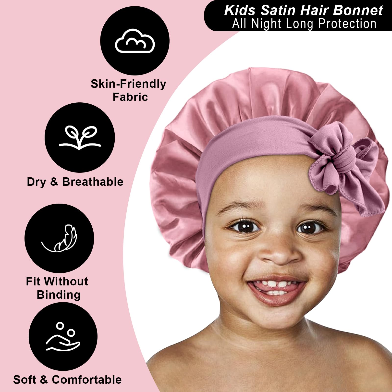 FirstPELLA purple satin bonnet close-up emphasizing breathable fabric and secure fit.