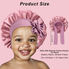 FirstPELLA rose gold silk bonnet close-up shows smooth satin for gentle hair care.
