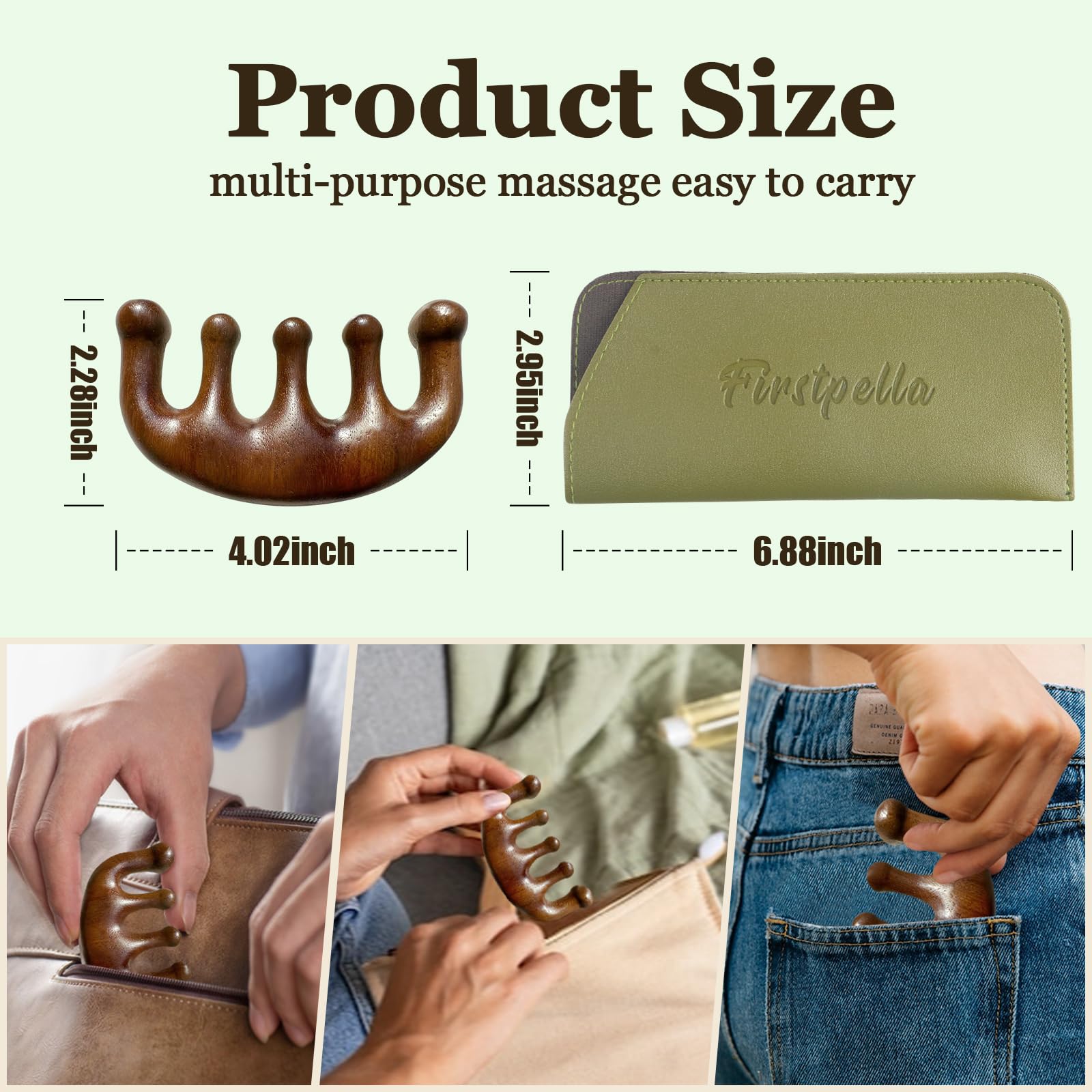 FIRSTPELLA polished wood massage tool for durable daily use