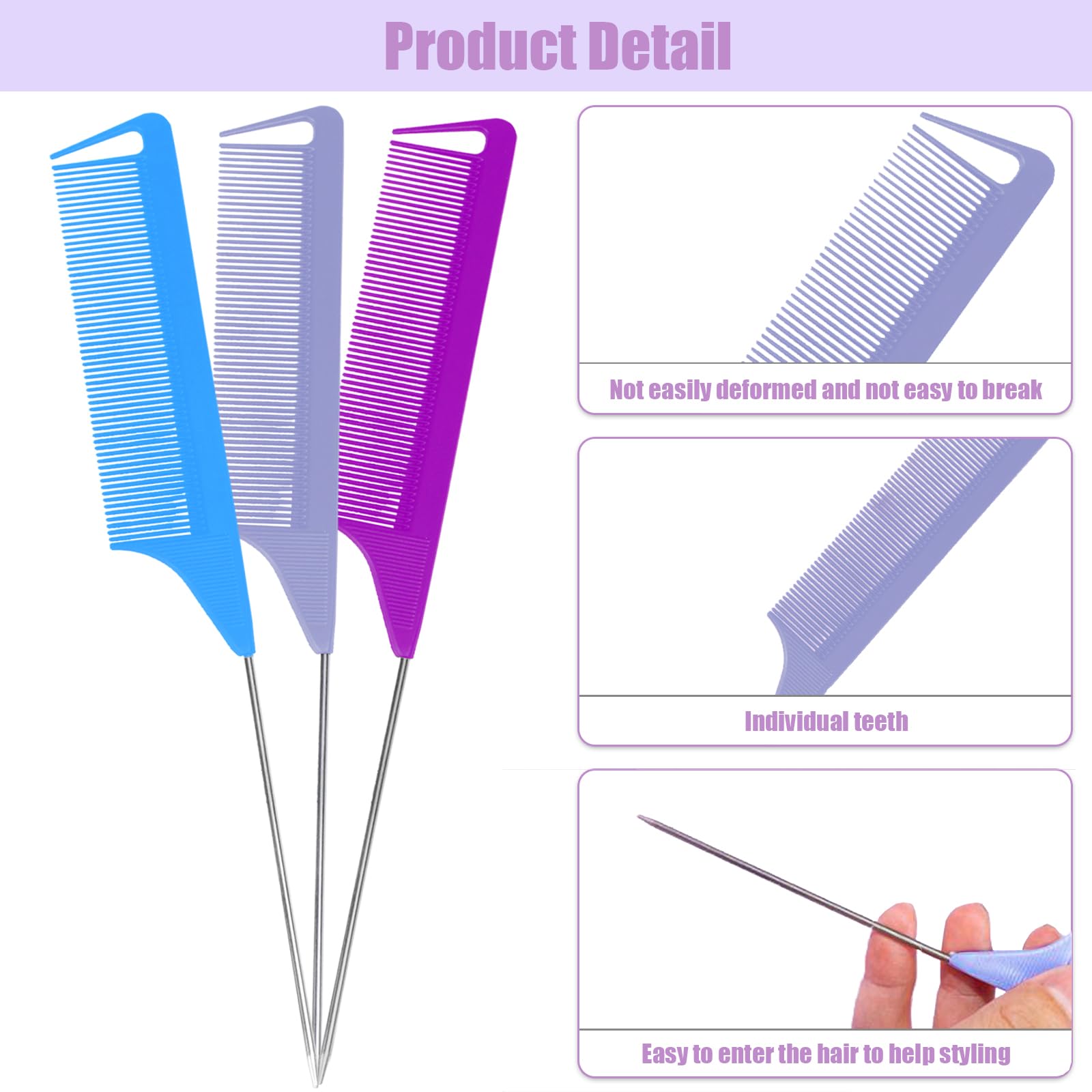 FIRSTPELLA rat tail comb green versatile for curly or straight looks.