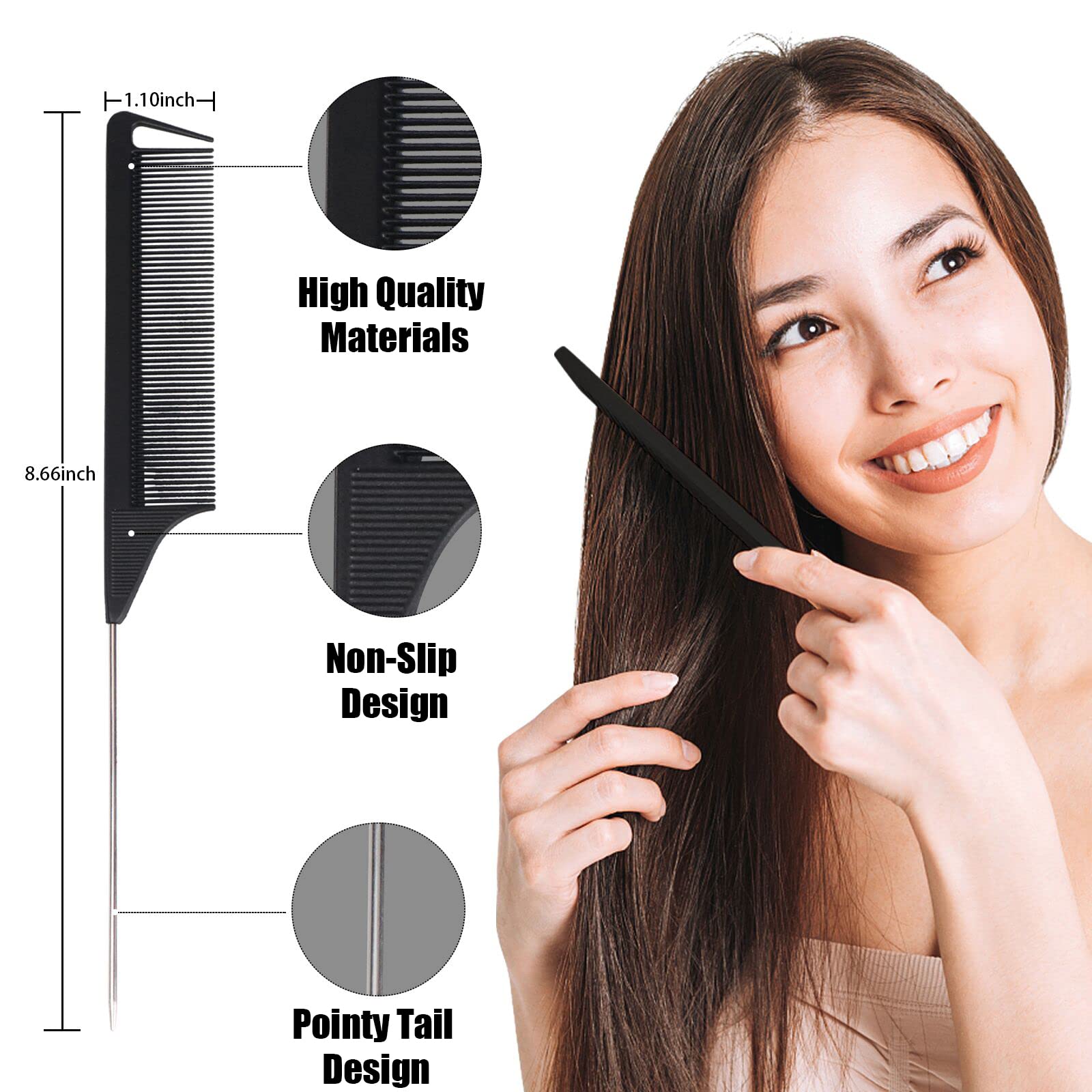FIRSTPELLA rat tail comb pink perfect for lift at roots and detangling.