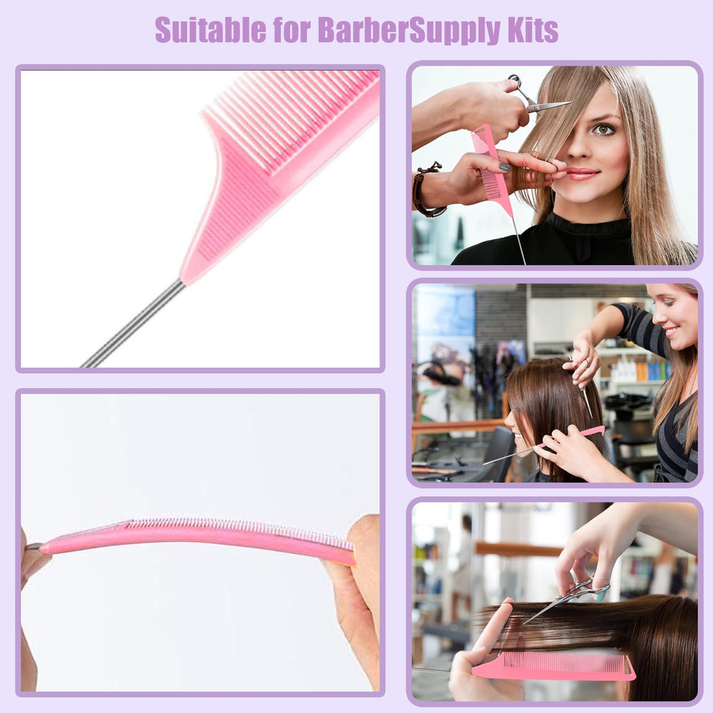 FIRSTPELLA rat tail comb purple lightweight tool for precise weaving and partitioning.