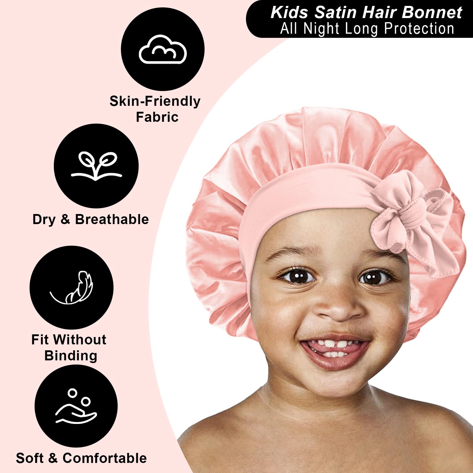 FIRSTPELLA satin bonnet close-up shows soft, breathable material.