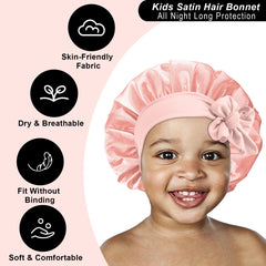 FIRSTPELLA satin bonnet close-up shows soft, breathable material.