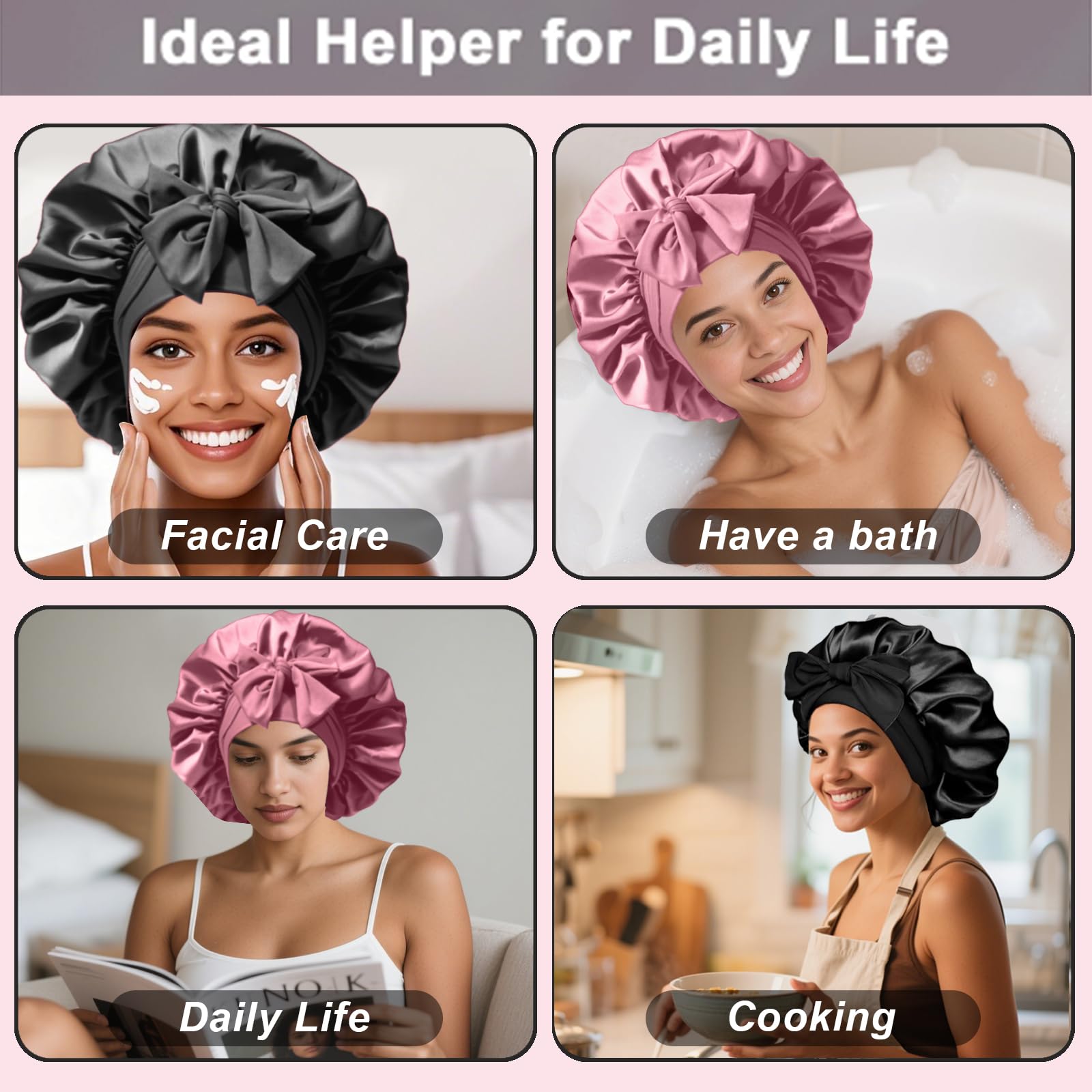 FIRSTPELLA satin bonnet for workouts and skincare; versatile and easy to wear