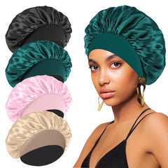 FIRSTPELLA silk satin bonnets 4-pack for luxurious nighttime hair protection.