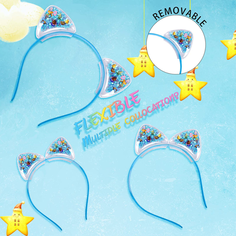 Fishdown blue headband with hearts and seashells for cheerful outfits.