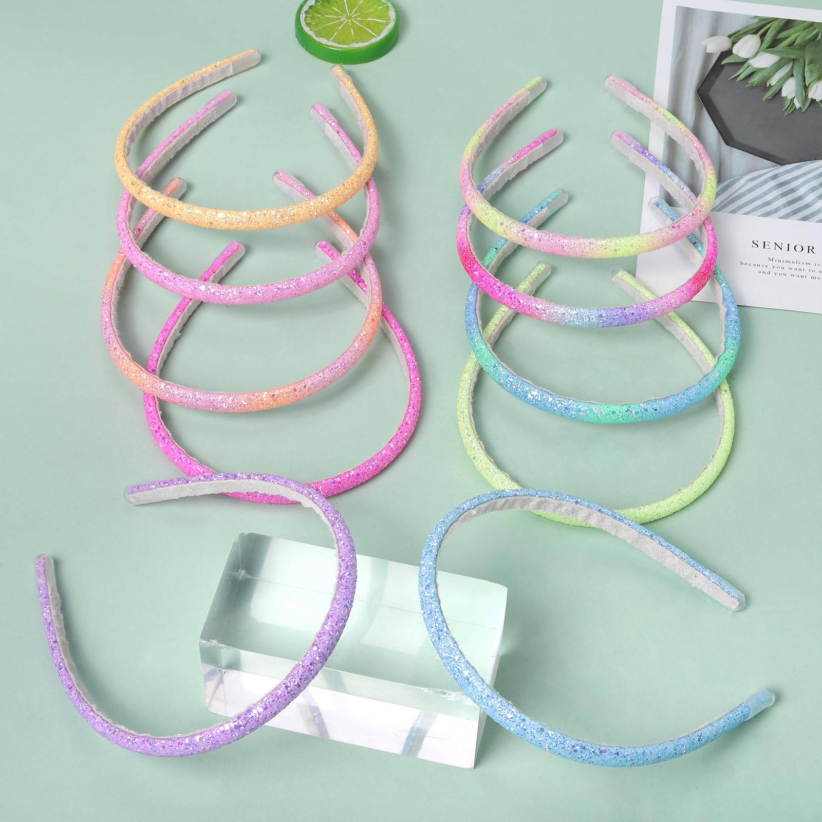 Fishdown diadema brillos arcoiris, multicolor glam para cualquier look.