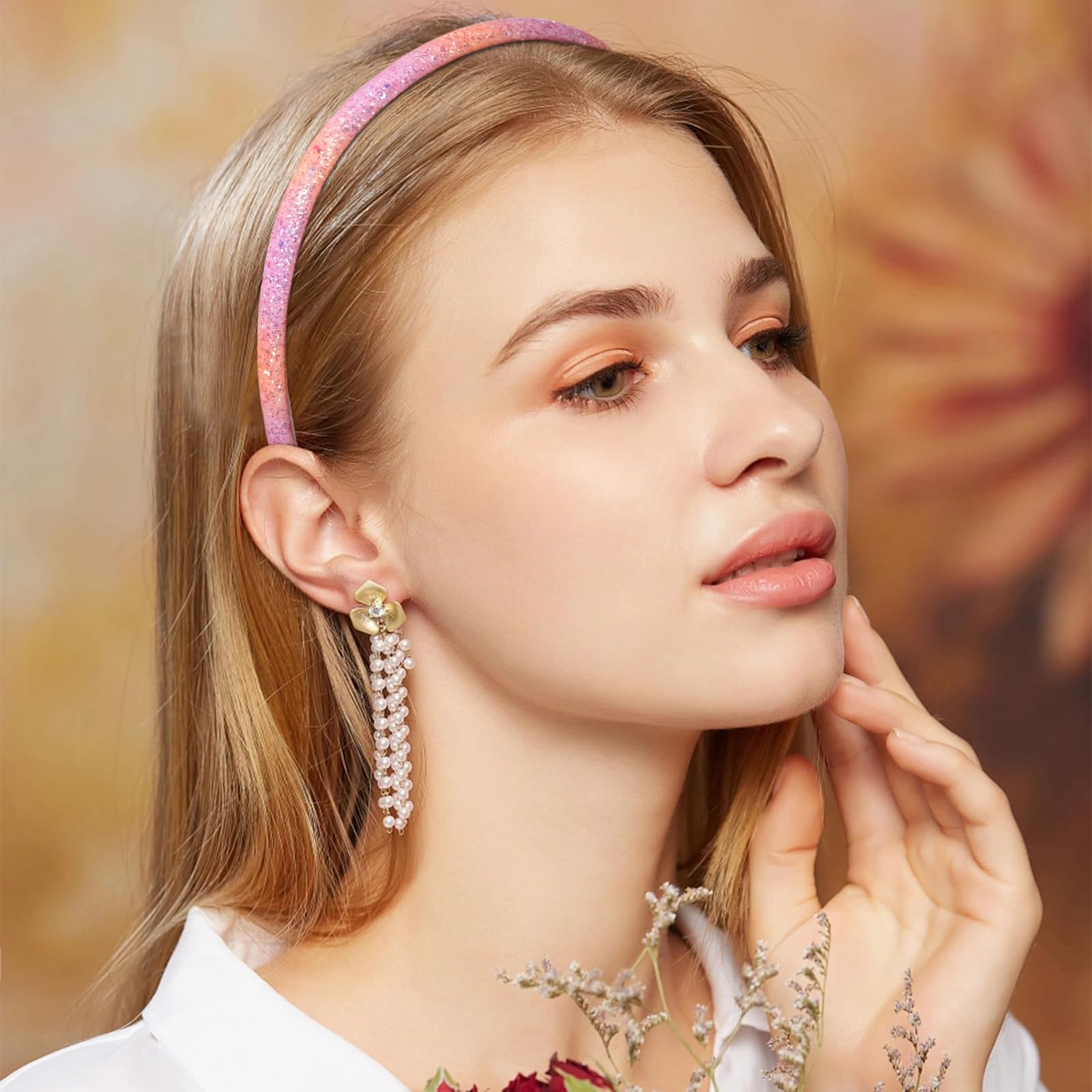 Fishdown diadema brillos rosado, ideal para niñas y adolescentes en celebraciones.