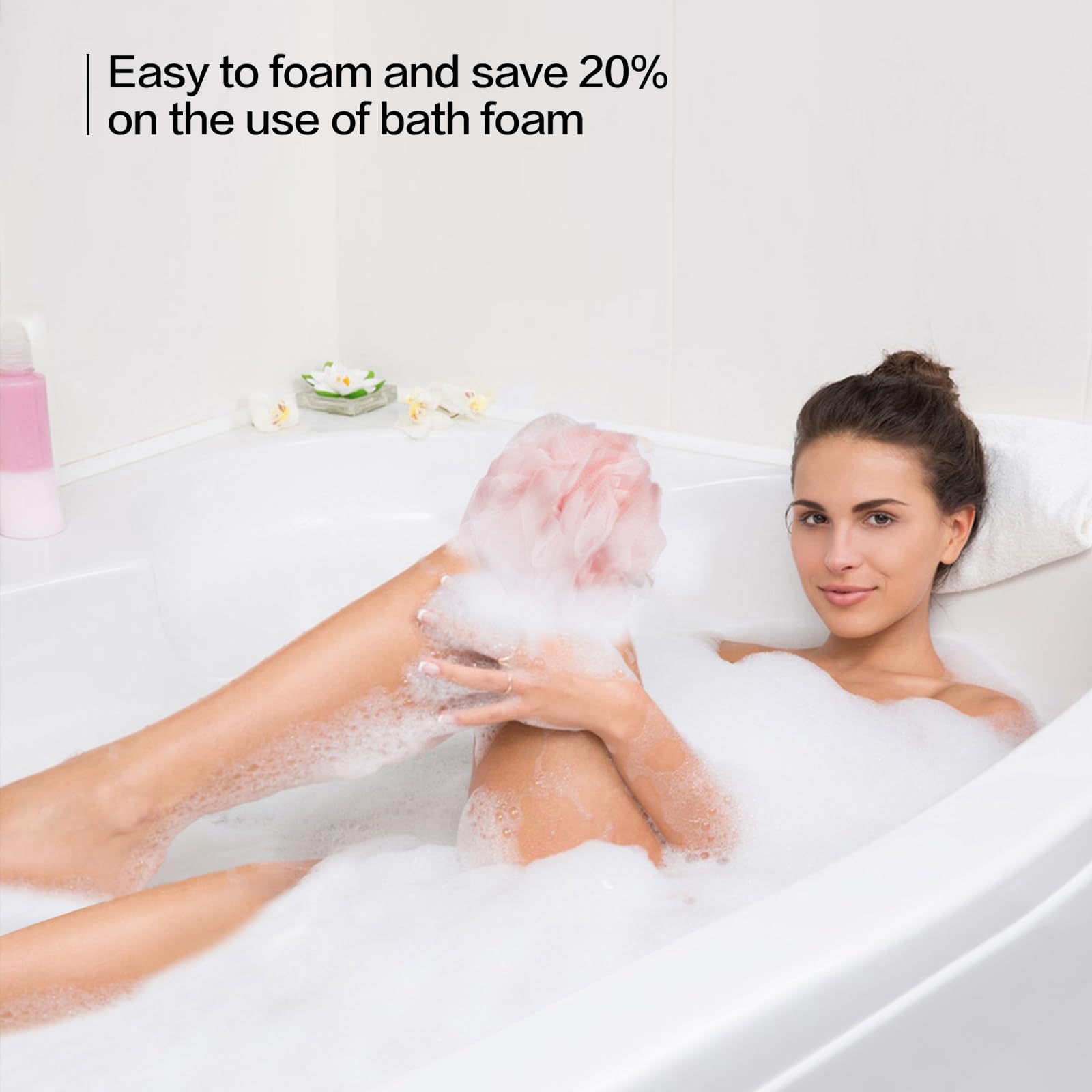 Fishent loofah features double-layer knotting for durable, long-lasting use.