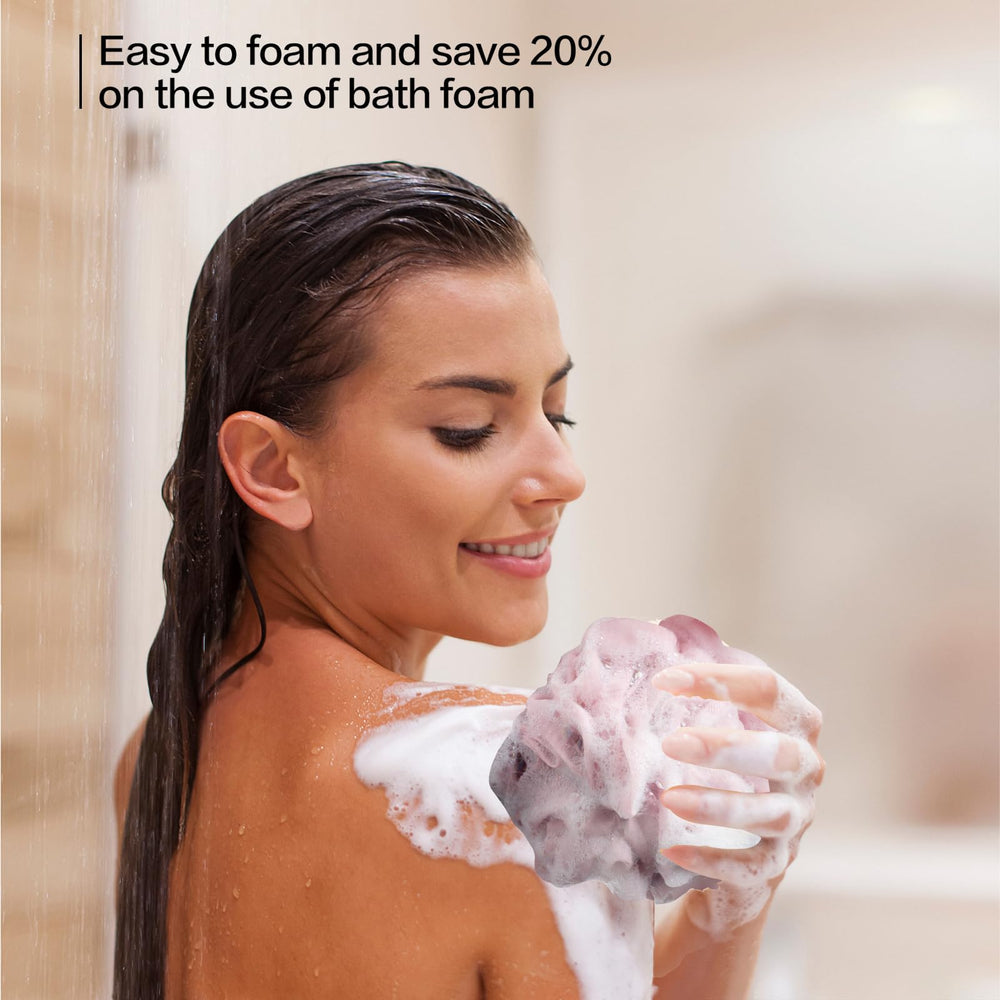 Fishent loofah texture aids effective cleansing with circular motion.