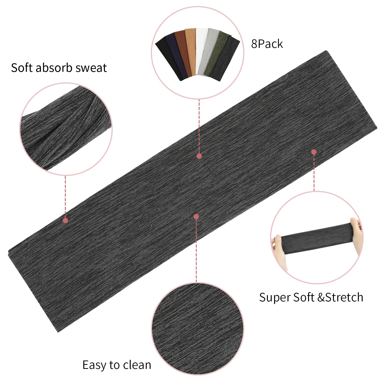 Fishinsea elastic-soft headband closeup highlights breathable fabric and smooth touch