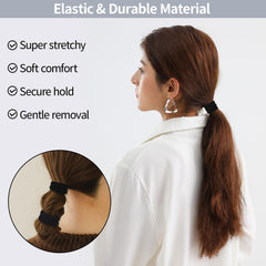 Fishinsea non-slip hair ties on model bun demonstrating secure hold.