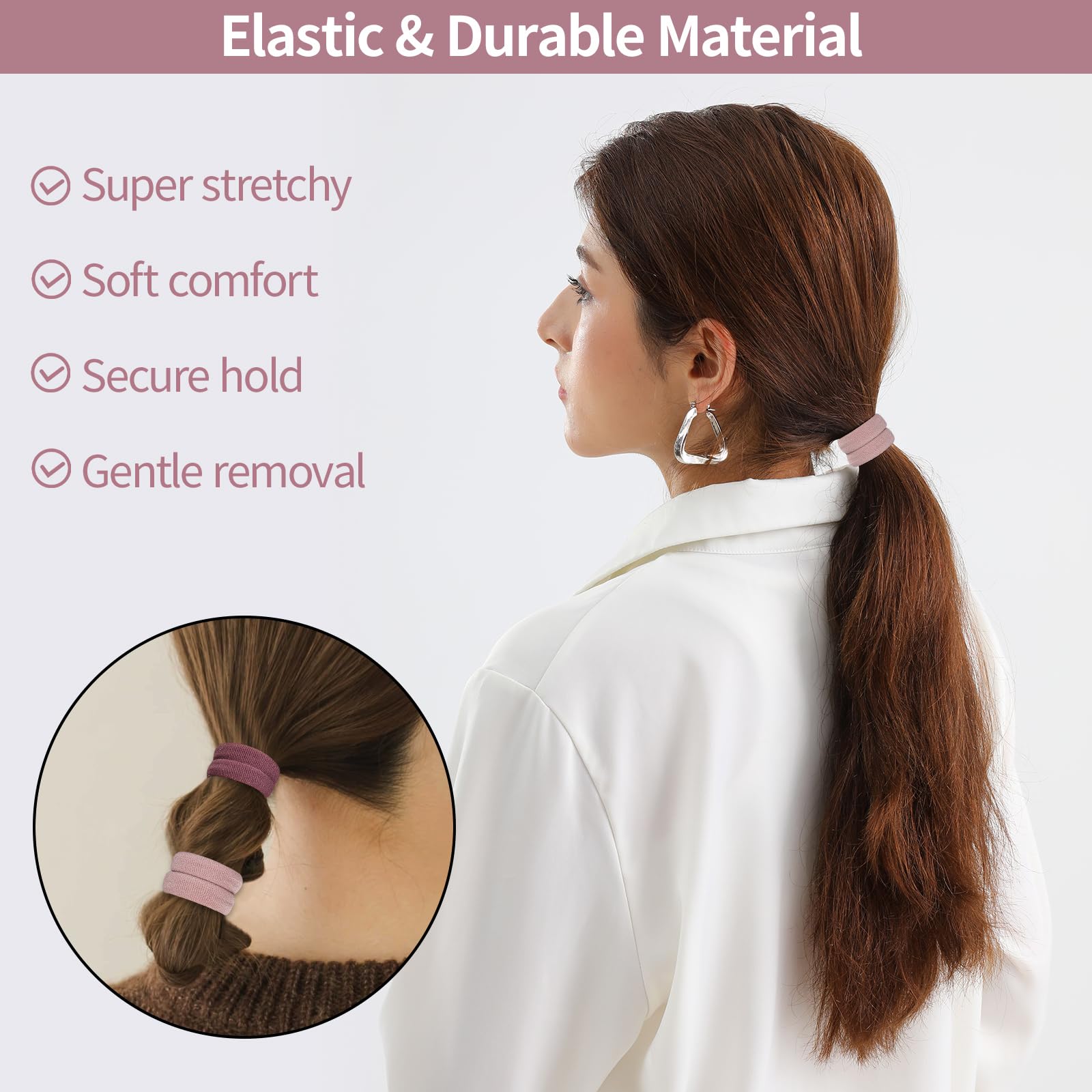 Fishinsea seamless hair ties in blue grey offer strong hold on medium to thick hair.