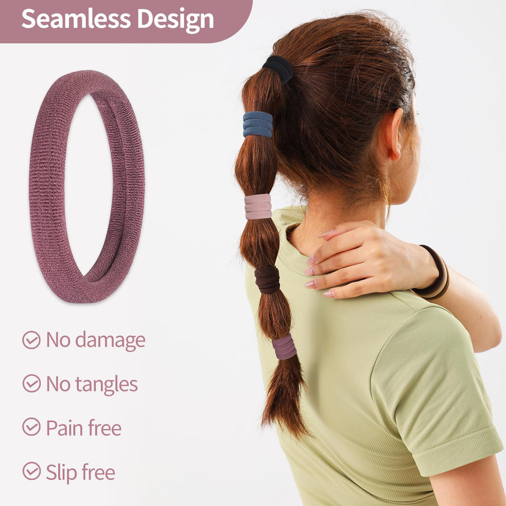 Fishinsea seamless hair ties in brown provide versatile styling for all-day wear.