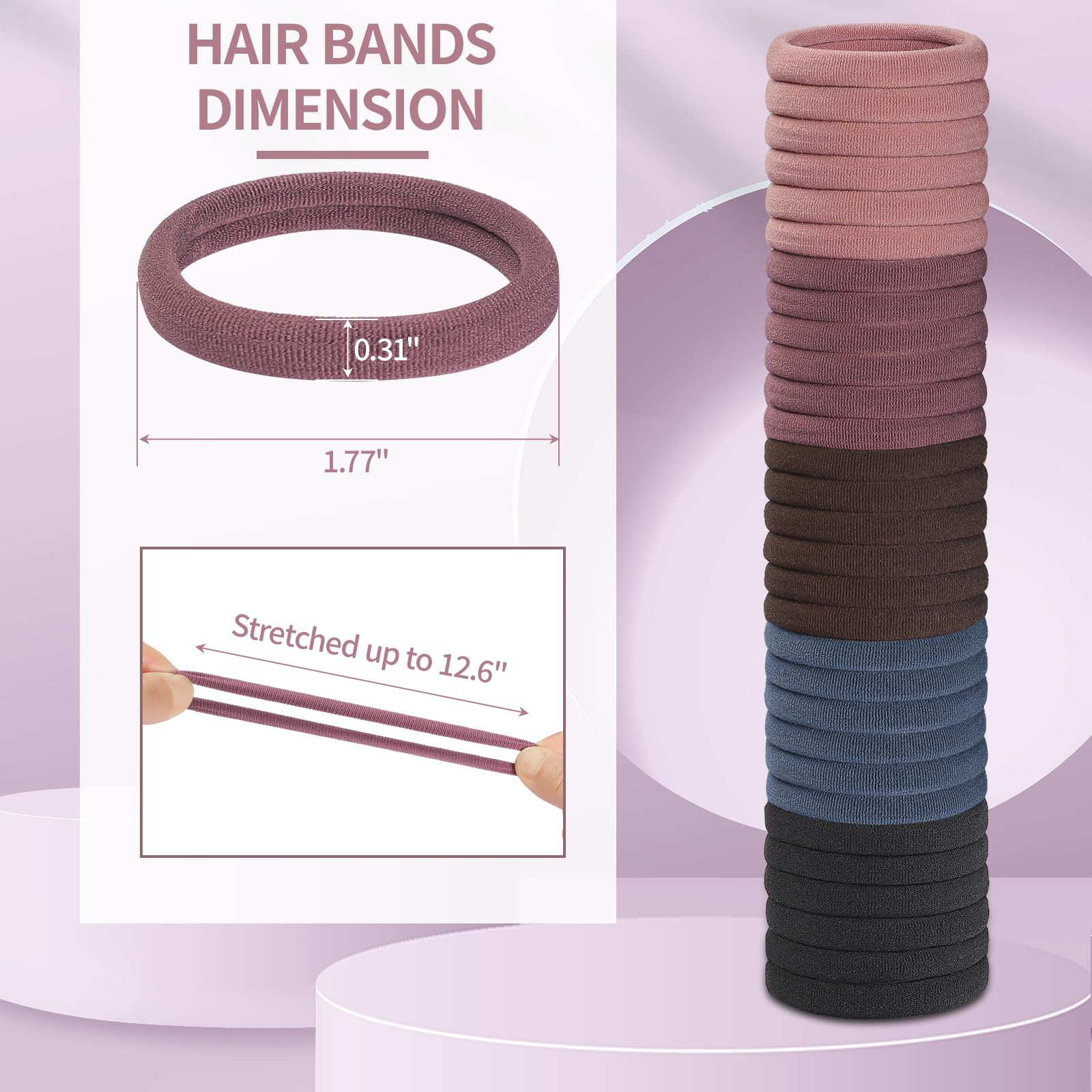 Fishinsea seamless hair ties in raspberry rose for smooth, snag-free ponytails.