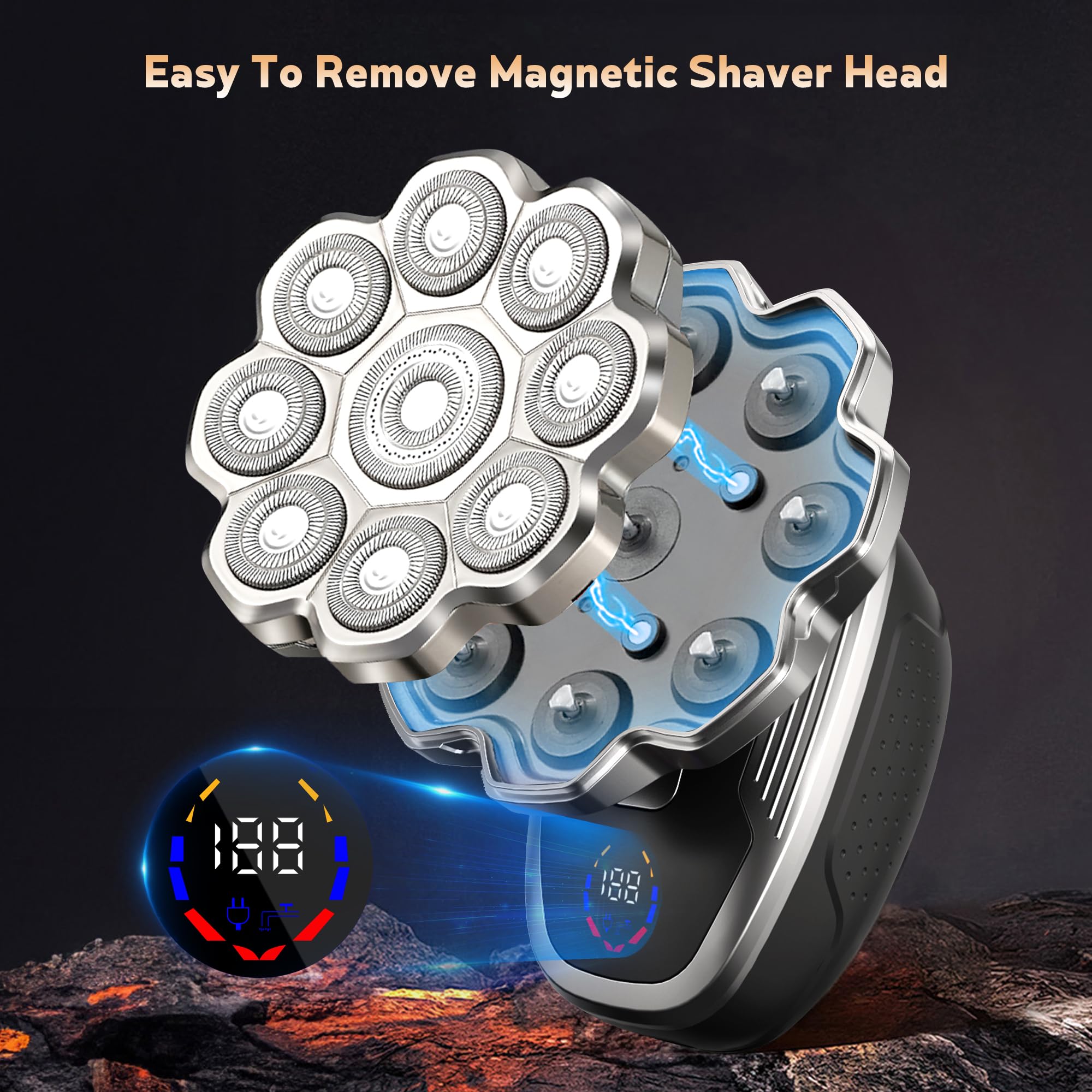 FITECHZY 360-degree contour shaver adapts to head shape for smooth coverage.
